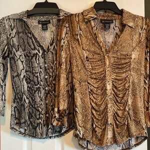 INC International Concepts Women's Snake Print Tops - Brown and Gray
